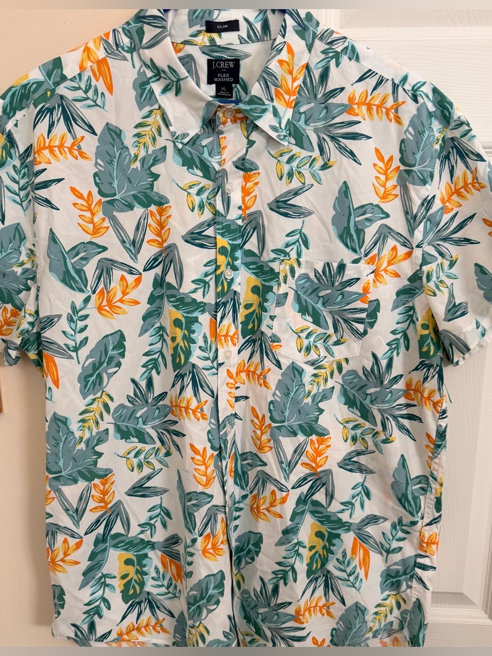J Crew Flex Washed Slim Floral Print Men’s XL Short Sleeve Button Down Shirt